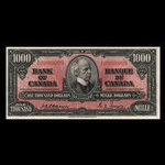 Canada, Banque du Canada, 1,000 dollars <br /> 2 janvier 1937