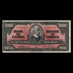 Canada, Banque du Canada, 1,000 dollars <br /> 2 janvier 1937
