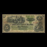Canada, Mechanics Bank (Montréal), 5 dollars <br /> 1 juin 1872