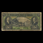 Canada, Merchants Bank of Canada (The), 5 dollars <br /> 3 janvier 1917