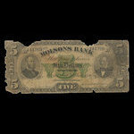Canada, Molsons Bank, 5 dollars <br /> 2 juillet 1890