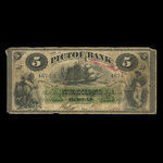Canada, Pictou Bank, 5 dollars <br /> 2 janvier 1874
