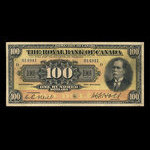 Canada, Banque Royale du Canada, 100 dollars <br /> 2 janvier 1913