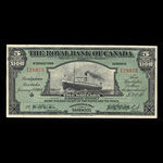 Barbade, Banque Royale du Canada, 5 dollars <br /> 2 janvier 1920