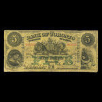Canada, Bank of Toronto (The), 5 dollars <br /> 1 juillet 1890