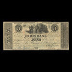 Canada, Union Bank, 5 dollars <br /> 1 août 1838