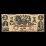 Canada, Bank of Western Canada, 1 dollar <br /> 20 septembre 1859