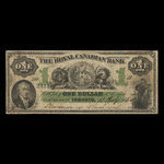 Canada, Royal Canadian Bank, 1 dollar <br /> 4 juillet 1865