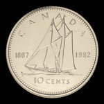Canada, Élisabeth II, 10 cents <br /> 1992