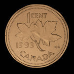 Canada, Élisabeth II, 1 cent <br /> 1993