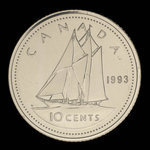 Canada, Élisabeth II, 10 cents <br /> 1993