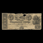 Canada, Niagara Suspension Bridge Bank, 5 dollars <br /> 1841