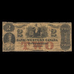 Canada, Bank of Western Canada, 2 dollars <br /> 20 septembre 1859