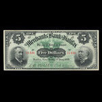 Canada, Merchants' Bank of Halifax, 5 dollars <br /> 2 janvier 1899