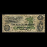 Canada, Merchants Bank of Prince Edward Island, 1 dollar <br /> 1 août 1889