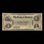 Canada, Banque de Montréal, 1 dollar <br /> 1 août 1856