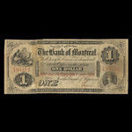 Canada, Banque de Montréal, 1 dollar <br /> 1 août 1856