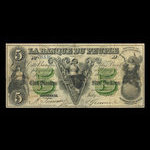 Canada, Banque du Peuple (People's Bank), 5 dollars <br /> 2 juillet 1892
