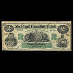 Canada, Royal Canadian Bank, 2 dollars <br /> 26 juillet 1865