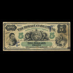 Canada, Royal Canadian Bank, 5 dollars <br /> 26 juillet 1865