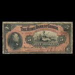 Canada, Home Bank of Canada, 5 dollars <br /> 2 mars 1914