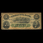 Canada, Stadacona Bank, 5 dollars <br /> 2 avril 1874
