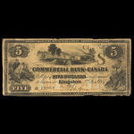 Canada, Commercial Bank of Canada, 5 dollars <br /> 2 janvier 1857
