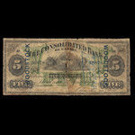 Canada, Consolidated Bank of Canada, 5 dollars <br /> 1 juillet 1876