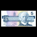 Canada, Banque du Canada, 5 dollars <br /> 1986