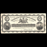 Canada, Bank of British North America, 4 dollars <br /> 1 décembre 1874