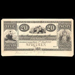 Canada, Bank of British North America, 20 dollars <br /> 1 janvier 1855