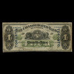 Canada, Consolidated Bank of Canada, 4 dollars <br /> 1 juillet 1876