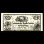 Canada, Commercial Bank of Canada, 2 dollars <br /> 2 janvier 1857