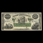 Canada, Banque de Montréal, 5 dollars <br /> 1 août 1862