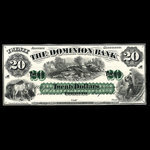 Canada, Dominion Bank, 20 dollars <br /> 1 mai 1871