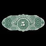 Canada, Stadacona Bank, 5 dollars <br /> 2 avril 1874