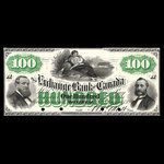 Canada, Exchange Bank of Canada, 100 dollars <br /> 2 janvier 1873