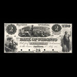 Canada, Bank of Toronto (The), 2 dollars <br /> 3 juillet 1859