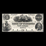 Canada, Bank of Toronto (The), 4 dollars <br /> 3 juillet 1859