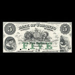 Canada, Bank of Toronto (The), 5 dollars <br /> 1 juillet 1880
