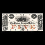 Canada, Union Bank of Halifax, 5 livres <br /> 1 septembre 1861