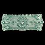 Canada, Western Bank of Canada, 5 dollars <br /> 2 octobre 1882