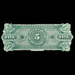 Canada, Western Bank of Canada, 5 dollars <br /> 2 octobre 1882