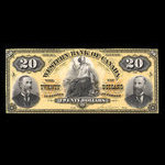 Canada, Western Bank of Canada, 20 dollars <br /> 2 juillet 1890