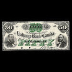 Canada, Exchange Bank of Canada, 50 dollars <br /> 2 janvier 1873