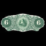 Canada, Exchange Bank of Canada, 6 dollars <br /> 1 octobre 1872