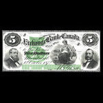 Canada, Exchange Bank of Canada, 5 dollars <br /> 1 octobre 1872