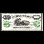 Canada, Dominion Bank, 100 dollars <br /> 1 octobre 1873