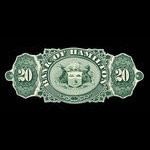 Canada, Bank of Hamilton, 20 dollars <br /> 2 janvier 1873