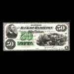 Canada, Bank of Hamilton, 50 dollars <br /> 2 janvier 1873